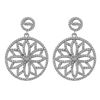 Image 1 : Sterling Silver Post Earrings Flower Design, White Czs, Bottom Circle Is 23Mm Wide & Earrings Are 32