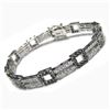 Image 1 : Brass Black And White CZ Bracelet -Two Row With Squares