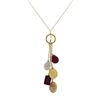 Image 1 : Garnet And Clear Combination Semi Precious Stones Lariat Style On Gold Tone Brass Chain -16