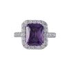 Image 1 : Amythest Square CZ, Surrounded With White Czs, Sterling Silver Ring Size 7