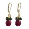 Image 1 : Garnet Combination Semi Precious Stones On Gold Plated Brass Lever Back Earrings-1.42"