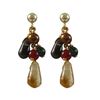 Image 1 : Citrine Combination Semi Precious Stones On Gold Filled Post Earrings, 1.18"