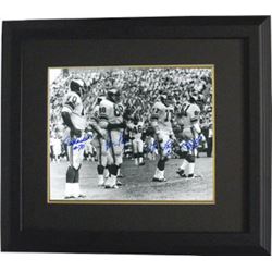 Gary Larsen Signed Minnesota Vikings 16X20 Vintage B&W Photo Custom Framed- 4 Signatures