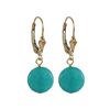 Image 1 : Turquoise Semi Precious 10Mm Round Flat Stone On Gold Filled Lever Back Earrings, 1.18"