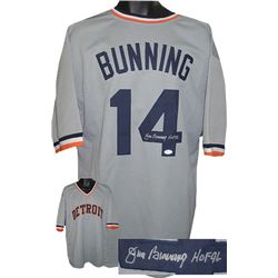 Jim Bunning Signed Detroit Tigers Gray TB Prostyle Jersey HOF 96- JSA Hologram