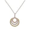 Image 1 : Tri Color Sterling Silver Three Open Circles CZ Pendant, 0.91"