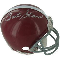 Bart Starr Signed Alabama Crimson Tide Replica TB Mini Helmet (Gray Mask)- Steiner Hologram