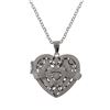 Image 1 : Rhodium Plated Sterling Silver, CZ Filigree Heart Locket Pendant Dimensions: 26Mm Long X 23.4Mm Wide