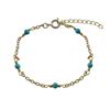 Image 1 : Gold Plated Brass Chain With Turquoise 3Mm Balls Bracelet -5" 1"