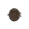 Image 1 : Coffee Druzy Natural Stone, Surrounded With Champagne And Black Czech Crystals, Rhodium Plated Sterl