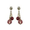 Image 1 : 6Mm Cherry And 4Mm Pink Quartz Semi Precious Ball On Gold Tone Sterling Silver Ball Post Earrings -0