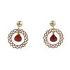 Image 1 : Gold Plated Sterling Silver Post Earrings With Filagree Circle And Assorted Colors Teardrop CZ