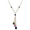 Image 1 : Labradorite(Grey) Combination Semi Precious Stones Lariat Style Necklace, Gold Plated Brass Chain, 1