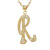 Image 1 : Sterling Silver CZ R Initial - Rose/White