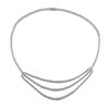 Image 2 : Rhodium Plated Sterling Silver CZ Three Row Center Necklace, 17