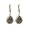 Image 1 : Gold Plated Sterling Silver, 12X15.5Mm Teardrop, Grey 8.5X11.5Mm Druzy Natural Stone With CZ Boredr,