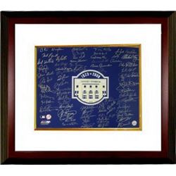 New York Yankees Signed 16X20 Photo Custom Framed 2008 Yankee Stadium Final Season Logo With 71 Sign