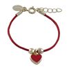 Image 1 : Red Enamel Heart On Red Cord, Gold Plated Brass Bracelet, 5