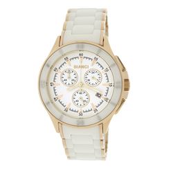 Roberto Bianci Unisex Rose Gold Plated White Ceramic Chronograph Watch-5873U