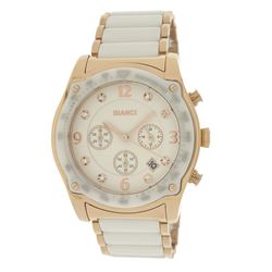 Roberto Bianci Unisex Rose Gold Plated White Ceramic Chronograph Watch-5874U