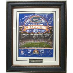 Chris Leak Signed Florida Gators 22 Sigs Custom Leather Framed 16X20 Photo (2006 National Champs-BCS