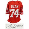 Image 1 : Fred Dean Signed Red Throwback Custom Football Jersey W/HOF 08