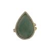Image 1 : Green Jade Semi Precious 13X20 Faceted Teardrop Stone, Gold Plated Sterling Silver CZ Adjustable Rin