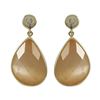 Image 1 : Peach Cat's Eye Semi Precious Faceted Stone On Gold Plated Sterling Silver Post Earrings, 1.10&Quot;