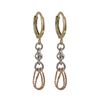 Image 1 : Tri Color Brass Disco Ball Hoop Dangle Pierced Earrings, 1.50"
