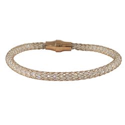 Rose Gold Plated Stainless Steel Mesh Magnet Bracelet With Beads