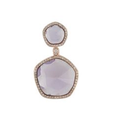 Purple Amethyst W/ Diamonds Slider W/ Chain In 14K Rose Gold | 420623