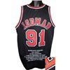 Image 1 : Dennis Rodman Signed Chicago Bulls Black Prostyle Jersey W/ Embroidered Stats