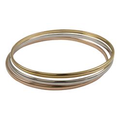 Tri Colored Narrow 3 Piece Brass Bangle Set