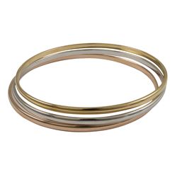 Tri Colored Narrow 3 Piece Brass Bangle Set