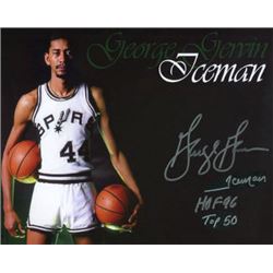 George Gervin Signed San Antonio Spurs 16X20 Photo 3 Insc Iceman, HOF 96, TOP 50 (Collage)
