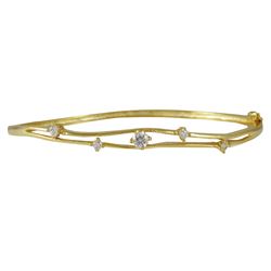 Vermail Sterling Silver-Cz-Wht Bangle