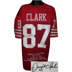 Dwight Clark Signed San Francisco 49Ers Red TB Pro Style Jersey W/ Embroidered Stats