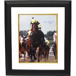 Jean Cruguet Signed Kentucky Derby Horse Racing 16X20 Photo Custom Framed Vertical W/ Slew 77