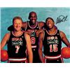 Image 1 : Magic Johnson Signed Team USA Olympic Dream Team 16X20 Photo (With Larry Bird & Michael Jordan)