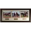 Image 1 : Triple Crown Winners Unsigned Horse Racing 3 Photo Leather Framed 36X17