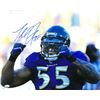 Image 1 : Terrell Suggs Signed Baltimore Ravens 16X20 Photo (Purple Jersey-Blue Sig- Fists Up)- JSA Hologram