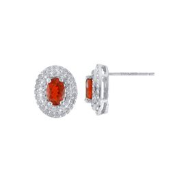 SS FIRE OPAL / WHITE TOPAZ EARRINGS (#10190MUL1)