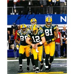 Aaron Rodgers Signed Green Bay Packers 8X10 Photo (SB XLV-Discount Double Check Celebration-Top Sig)