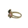 Image 2 : Multi Color CZ Leaf Design, Gold Plated Brass Ring, Size 6