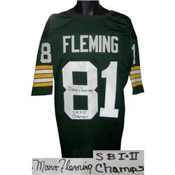 Marv Fleming Signed Green Bay Packers Green Prostyle TB Jersey SB I & II Champs