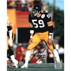 Jack Ham Signed Pittsburgh Steelers 8X10 Photo HOF 88 (Black Jersey- Hands On Knees)