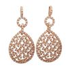 Image 1 : Rose Plated Sterling Silver Filigree Teardrop Post Earrings, 1.89"