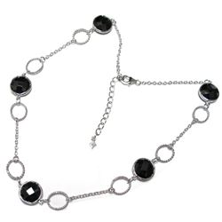 Black CZ, Sterling Silver Necklace, 16" 2"