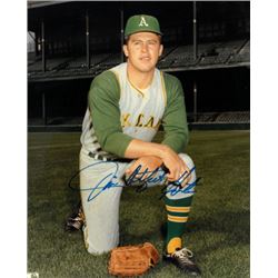 Jim Hunter Signed Oakland A's 8X10 Photo "Catfish" Minor Water Stain (Deceased)