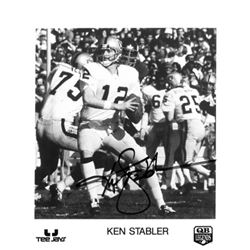 Ken Stabler Signed Oakland Raiders 8X10 B&W Photo (QB Legends-Deceased)